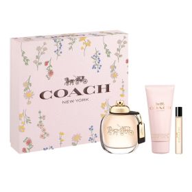 COACH NEW YORK 3 PCS SET FOR WOMEN: 3 OZ EAU DE PARFUM SPRAY + 0.25 EAU DE PARFUM SPRAY + 3.3 BODY LOTION.