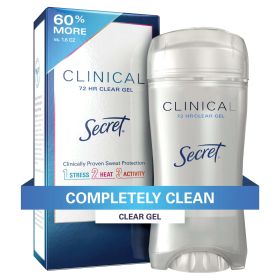 Secret Clinical Strength Clear Gel Antiperspirant and Deodorant, Completely Clean, 2.6 oz