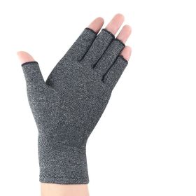 1pair Compression Arthritis Gloves Pain Relief Gloves ( Buy A Size Up ) (Color: GRAY, size: L)